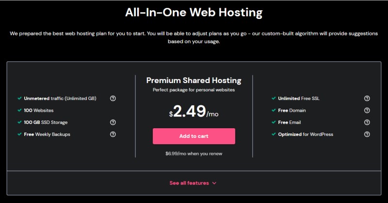 2023 Hostinger 黑色星期五优惠码:$2.49/月 - 3 hostinger premium shared hosting 2.49