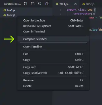 如何在VS Code中进行Diff(文件比较) - 5 compare selected