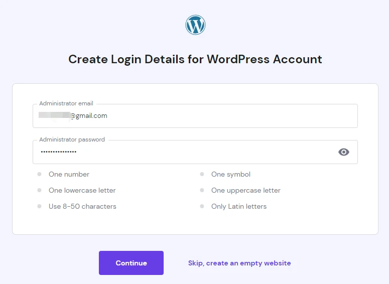 购买Hostinger主机及安装WordPress教程 | 2023初学者指南 - 12 create wordpress account