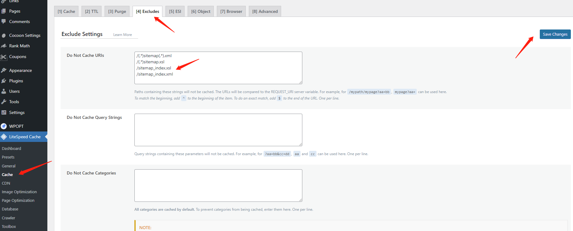 RankMath的Sitemap不自动更新了 - 3 excludes urls 1