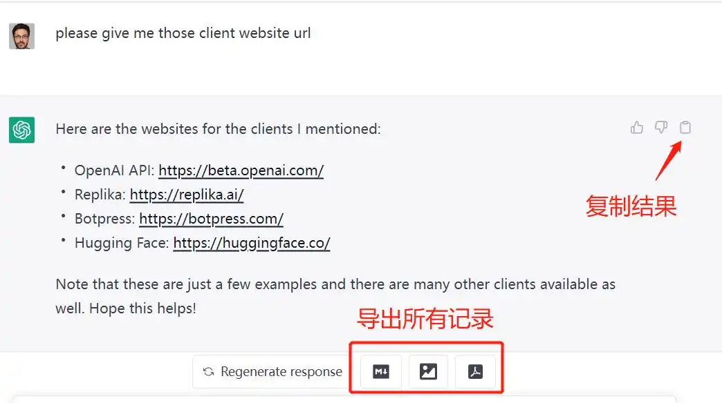 非常好用的ChatGPT客户端,支持一键导出 - 3 export chatgpt results