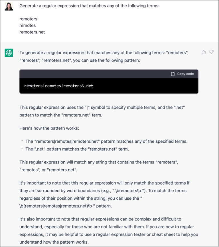 如何把ChatGPT应用在SEO/ASO工作中 - 21 generate regular expression gsc gtpchat 768x866 1