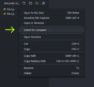如何在VS Code中进行Diff(文件比较) - 2 select for compare