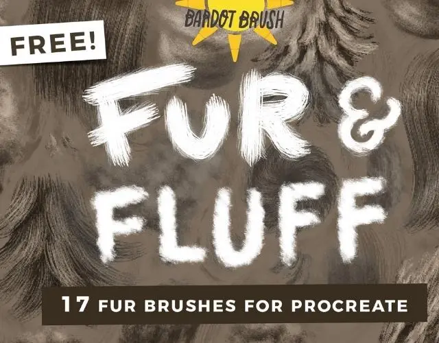 800+ 免费的 Procreate 笔刷下载 - 24 Fur Fluff Brushes