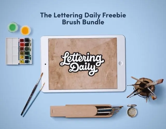 800+ 免费的 Procreate 笔刷下载 - 15 Letter daily brush bundle