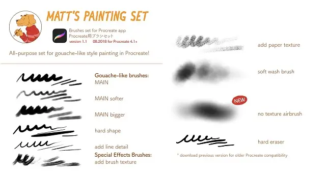 800+ 免费的 Procreate 笔刷下载 - 27 Matts Painting Procreate Brush Set