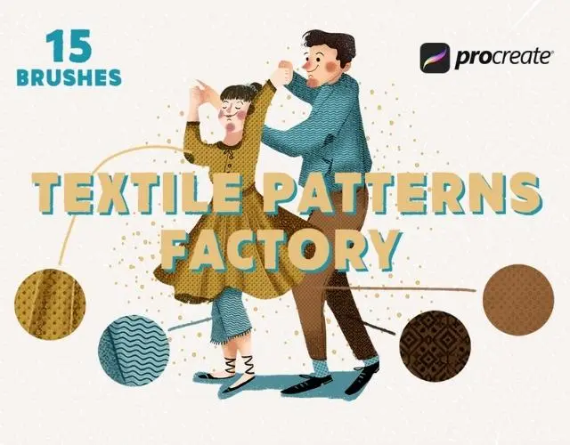 800+ 免费的 Procreate 笔刷下载 - 17 Textile patterns brushes