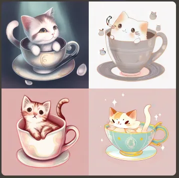 Midjourney 提示词(prompt)应该怎么写? - 34 cat teacup niji