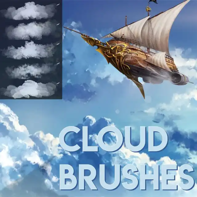 800+ 免费的 Procreate 笔刷下载 - 10 cloud brush