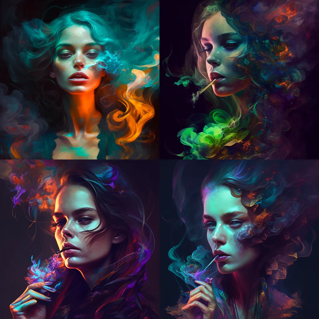 kerry Portrait of a smoking beautiful woman phantasmal iridesce 9c48b239 ff3a 4a76 9c50 4172c248dc9d