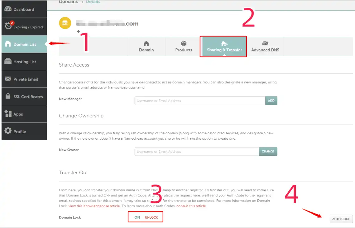 如何把域名从Namecheap转移到Namesilo - 3 namecheap share transfer