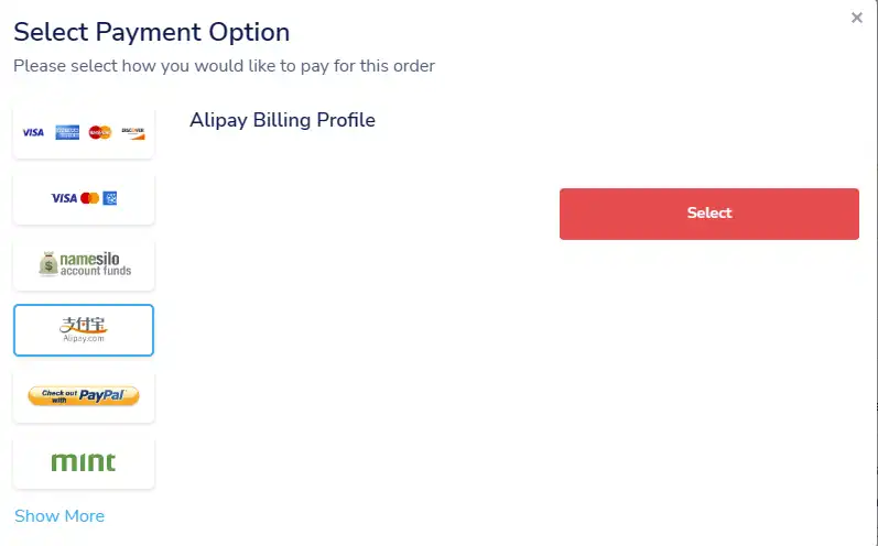 如何把域名从Namecheap转移到Namesilo - 12 namesilo select payment option