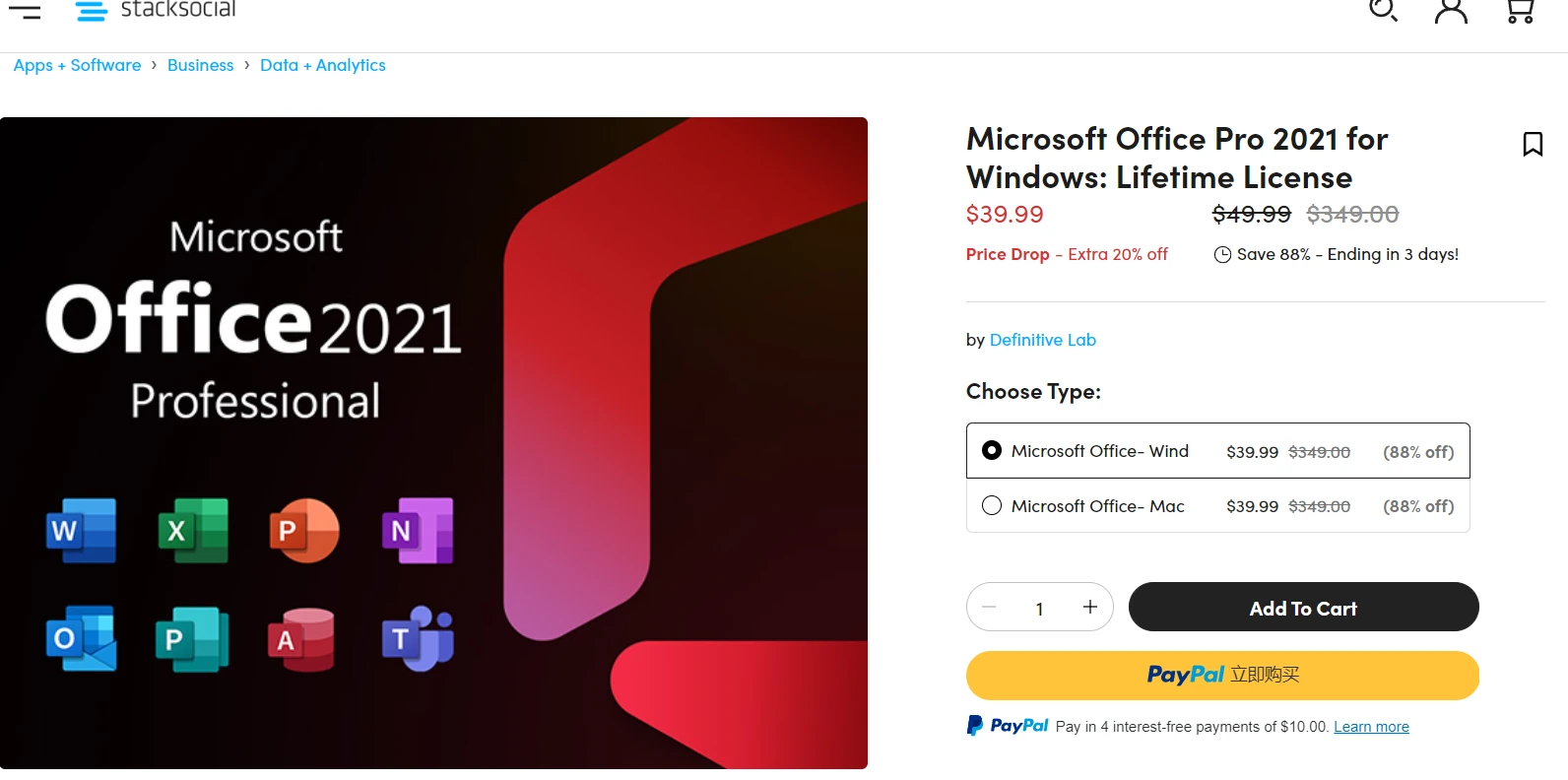 $39.9 买断 Microsoft Office Pro 2021 - 2 office sale