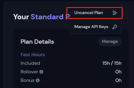 Midjourney 如何取消自动订阅 - 9 uncancel plan