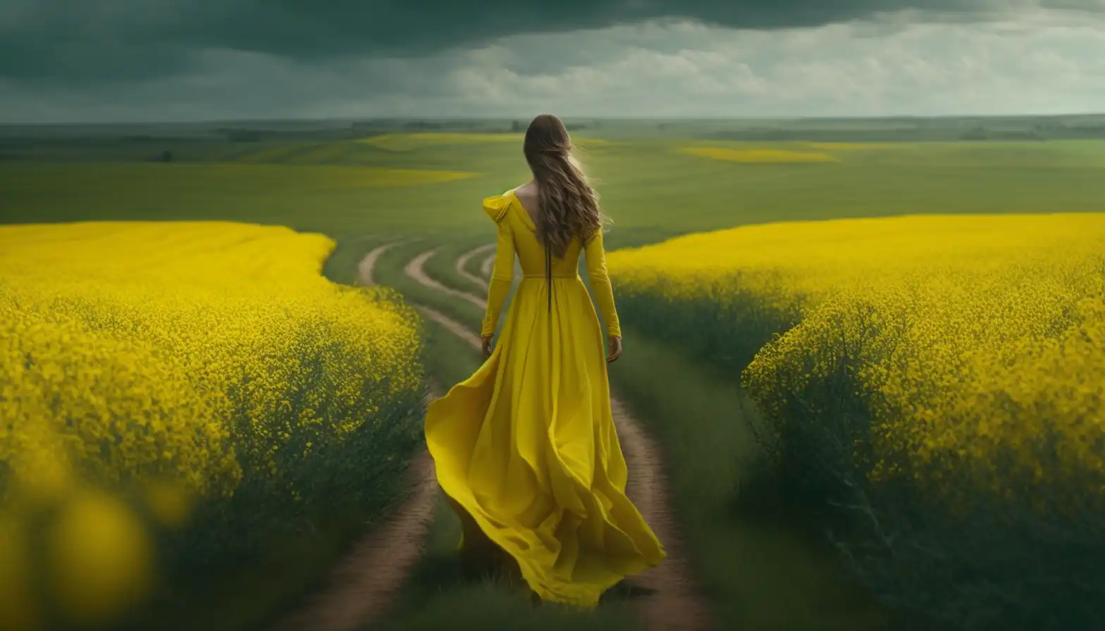 Midjourney 提示词(prompt)应该怎么写? - 8 woman yellow dress