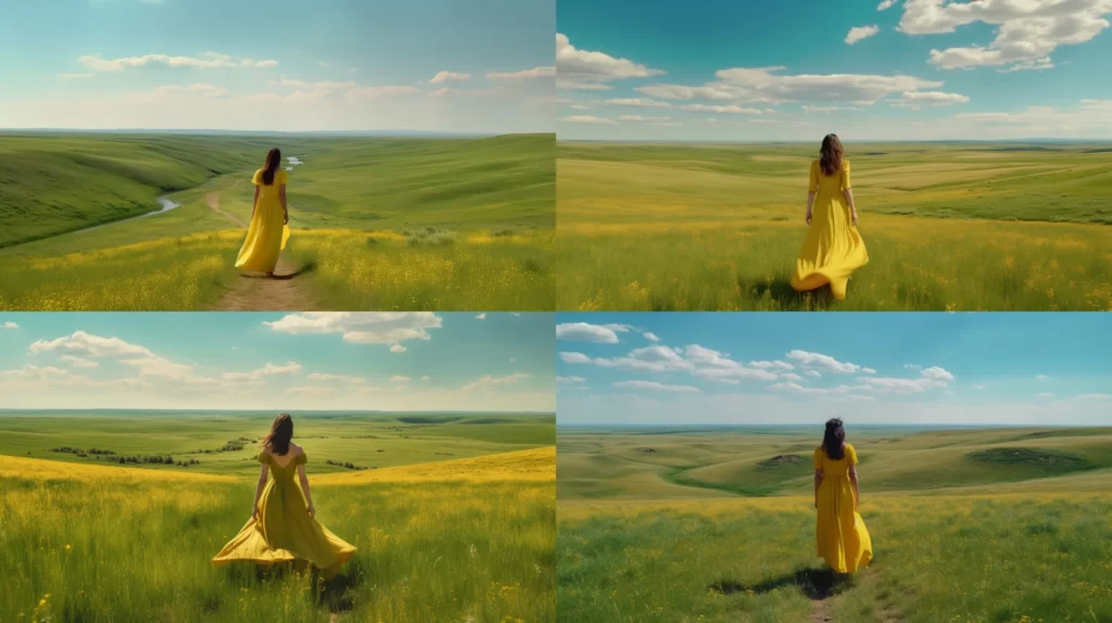 kerry A beautiful woman in a yellow dress walks on the endless 2790e498 3285 467d bdfe 3f814fe32e04