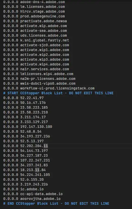 如何解决 This non-genuine Adobe app has been disabled - 5 adobe hosts block list