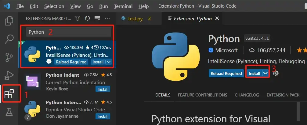 在 VS Code 上跑 Python - 2 search install python