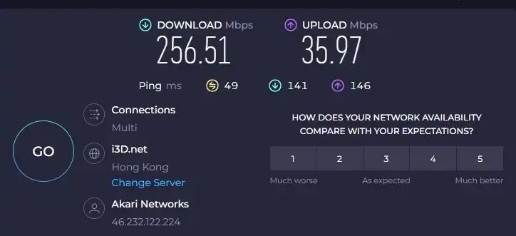 大哥云机场怎么样? | 中转/专线机场,稳定运营5年 - 6 dageyun speed test 1