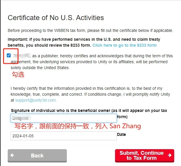 Unity ads 填写付款方式和W-8ben税表 - 7 unity payment info3
