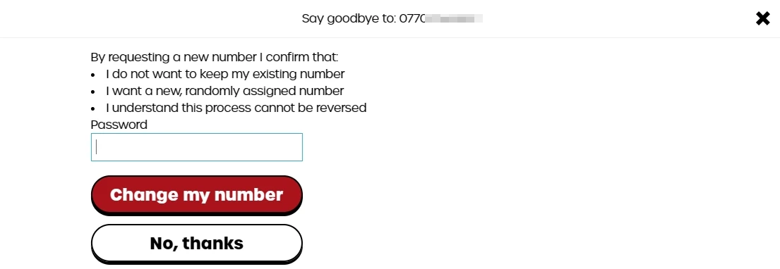 giffgaff 如何换号? - 3 input password