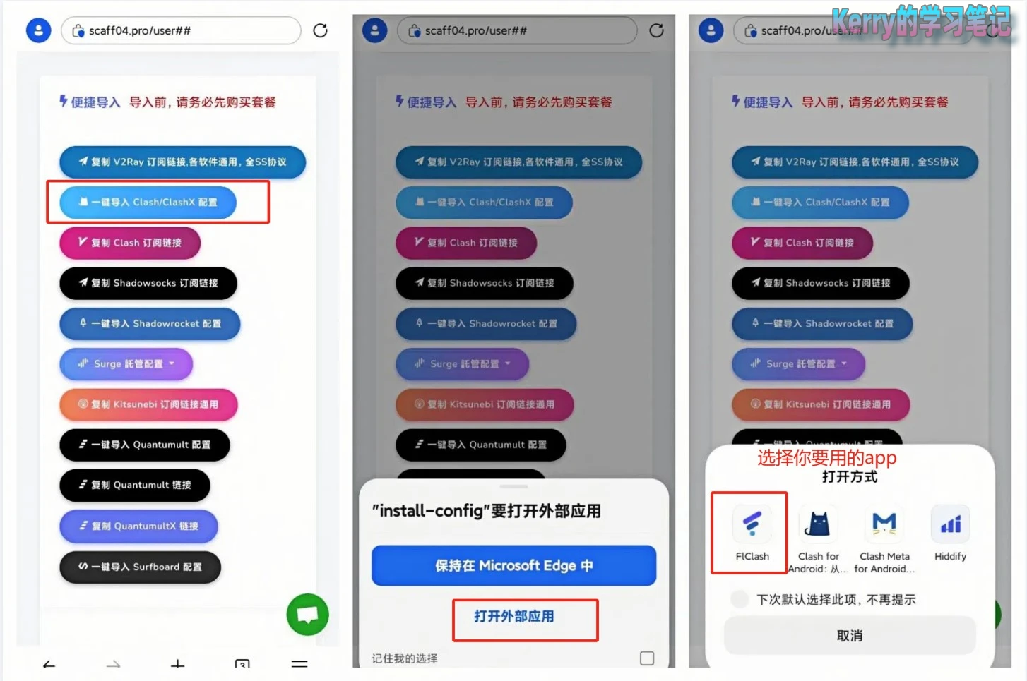 FlClash 新手使用教程(下载安装及配置使用教程) - 10 import clash link in flclash mobile