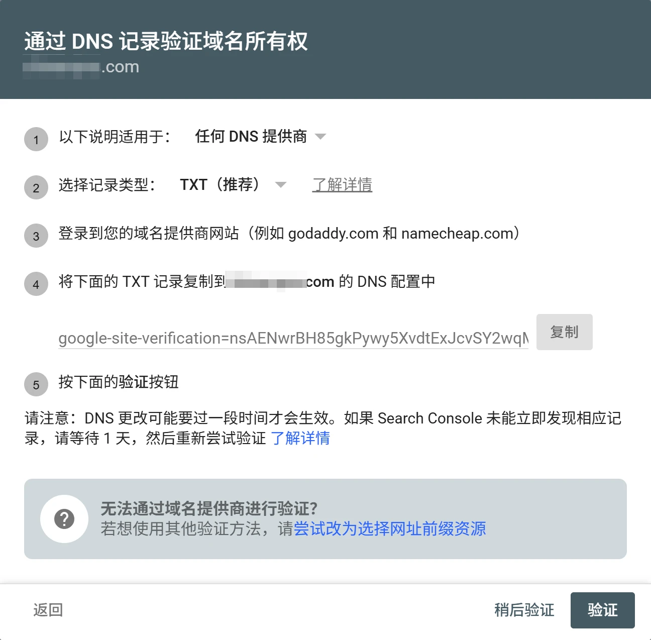 Google Search Console 教程:添加网站 - 5 verify method
